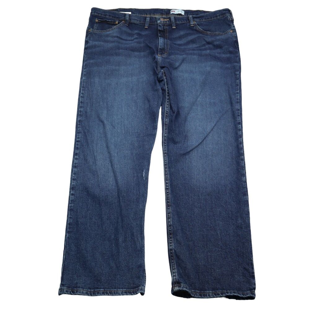 Wrangler Jeans Pants Mens 44x29 Blue High Waist Relaxed Fit Straight Cut Denim